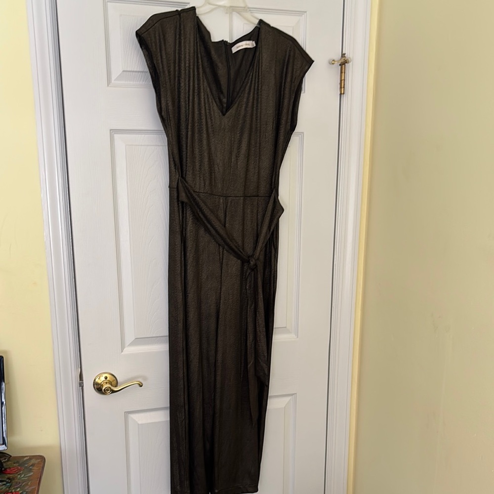 Urban Outfitters Green Sheath Jumpsuit V-neck Cap Sleeve